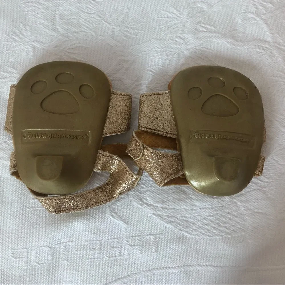 5/$15 SALE BUILD-A-BEAR WORKSHOP Gold Glitter Heeled Sandals Dress Up
